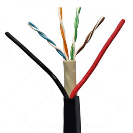 Cáp Lan liền nguồn Cat5E UTP Vcom 24AWG PVC + 2VCm0.5mm2 – PE_OVAL