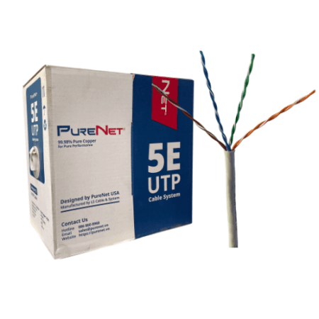 Dây cáp mạng PURENET CAT5e, 25AWG,lõi đồng đặc, 4 đôi,vỏ PVC,CMX,màu xám