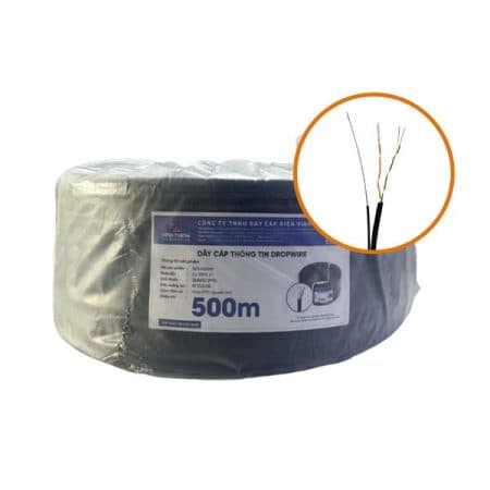 Dây điện thoại 4 lõi, có thép treo (cuộn 500m) Vĩnh Thịnh