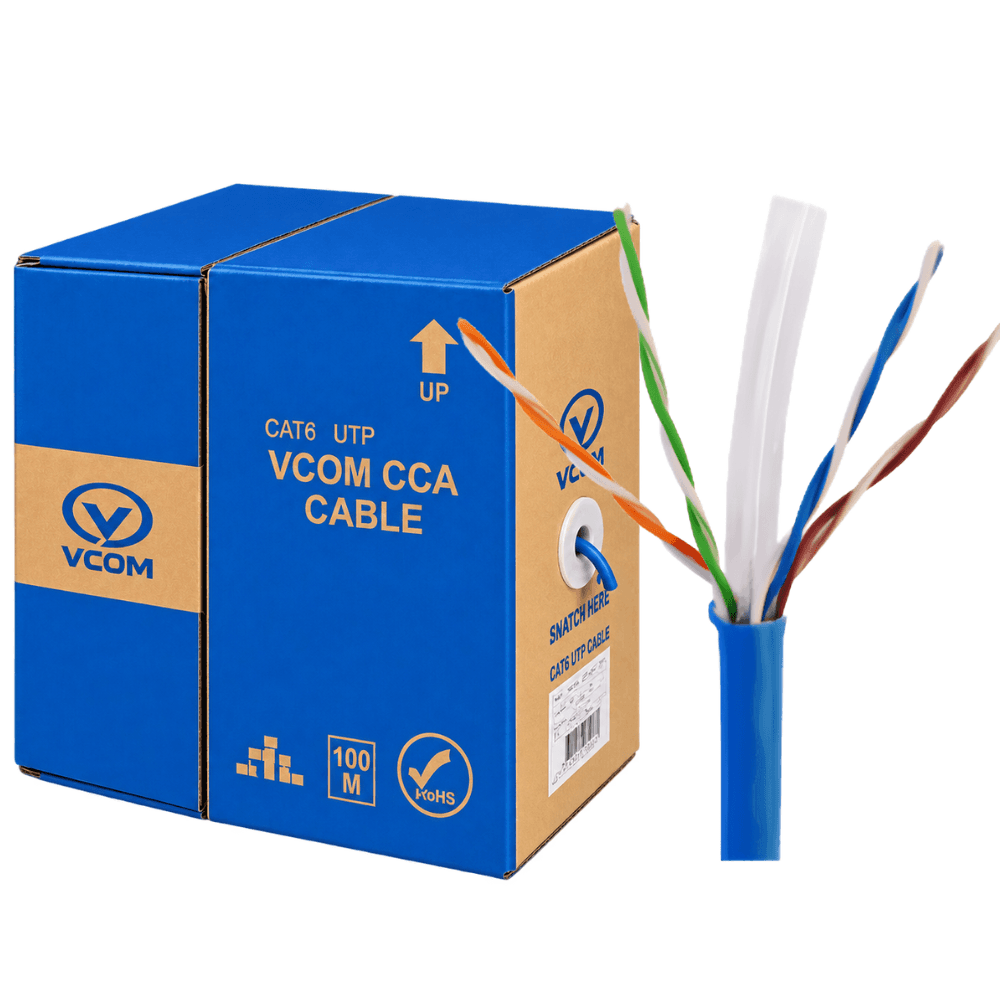 Cáp Mạng VCOM Cat6 UTP CCA 23AWG Solid PVC 305m