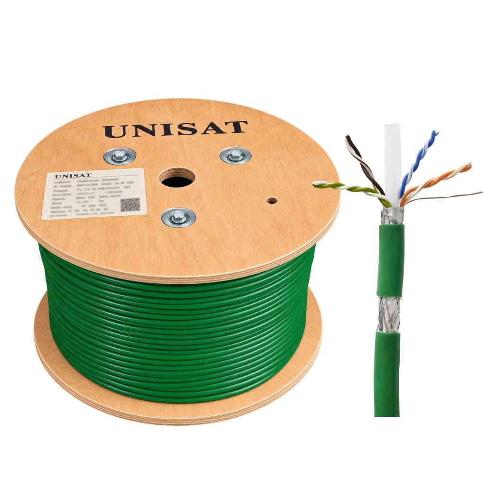 Cáp Mạng UNISAT Cat6 SFTP CCA 23AWG 4x2x0.56mm PVC Xanh Lá 305m