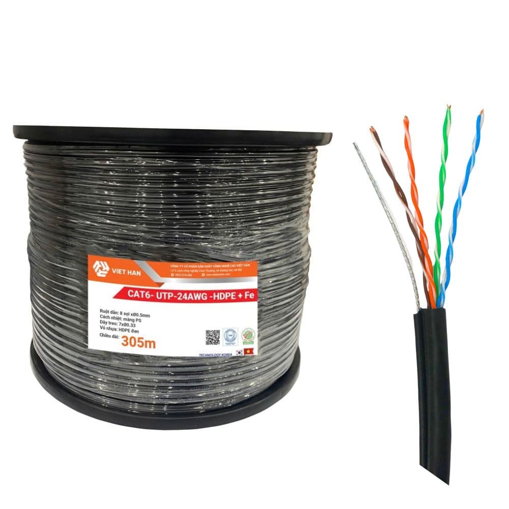 Cáp Mạng Việt Hàn LS-DVH Cat6E UTP 24AWG PE Có Cường Lực 305m