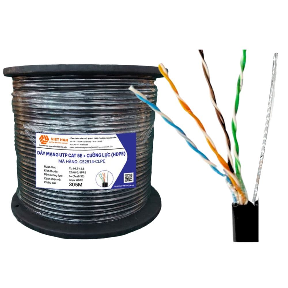 Cáp Mạng Việt Hàn LS-DVH Cat5e UTP 25AWG Có Cường Lực 305m