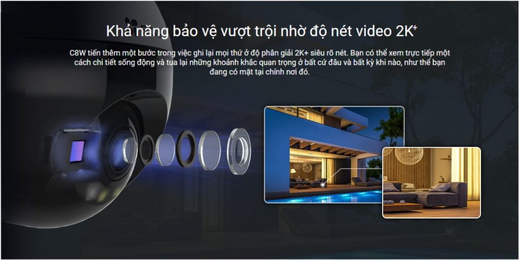 Camera Wifi ngoài trời 4MP EZVIZ C8W quay quét 360 độ