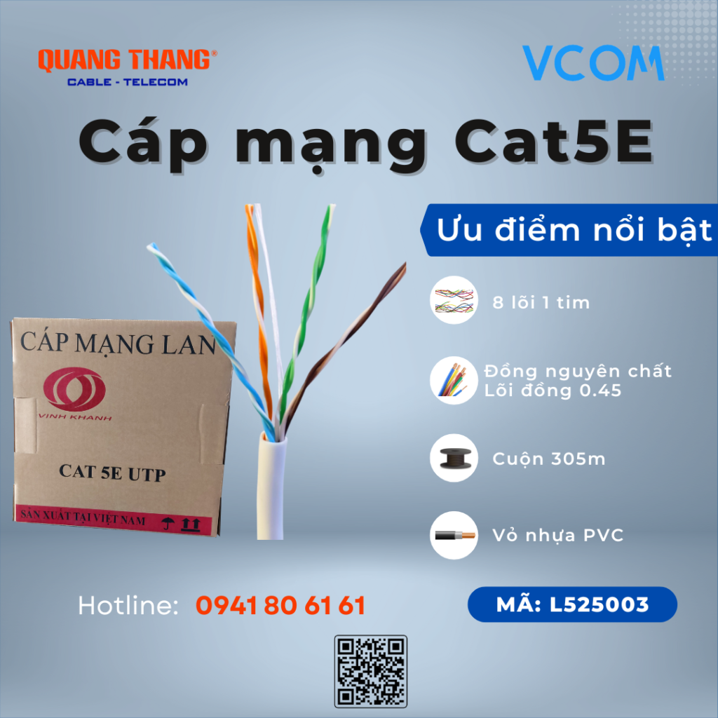Cáp mạng Cat5E 25AWG pvc