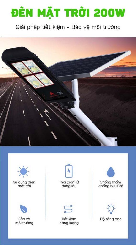 Đèn đường năng lượng mặt trời 200W Angel Lighting