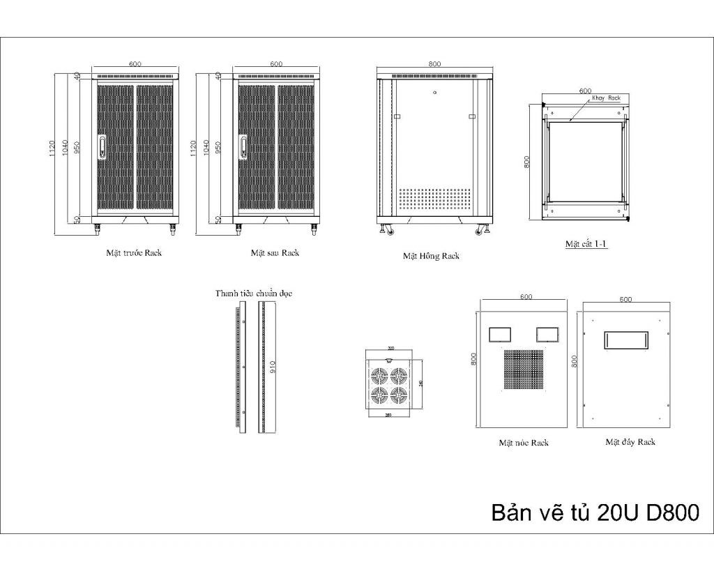 Tủ Rack 20U-D800