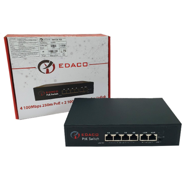 Switch PoE 4 cổng EDACO + 2 Uplink