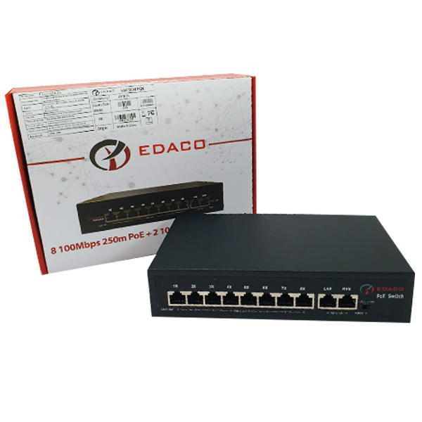 Switch PoE 8 cổng EDACO + 2 Uplink
