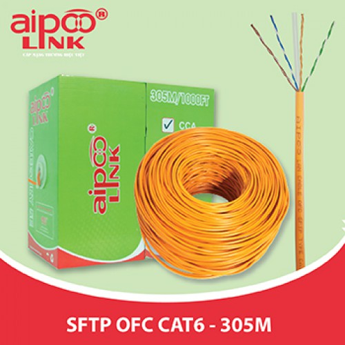 Cáp mạng Aipoo Link SFTP CAT6 OFC 23AWG 305M/ROLL (Màu Cam)